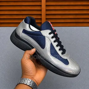 High Quality Prada America’s Cup Metallic Leather Sneakers