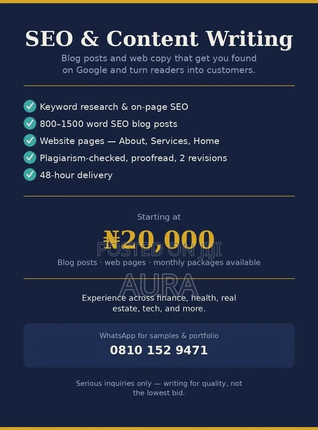 Content Writing & SEO Blog Post Writer
