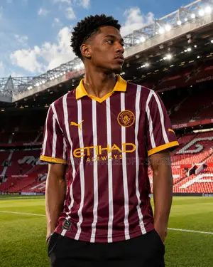 Classic Man-City New Maroon Stripe Jersey