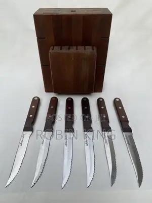 Lifetime Cutlery Vintage Knife Block and Steak Knives Set of 6 Japan