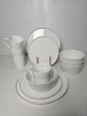 16-Piece Ceramic Dinnerware Set – Plain Minimalist White