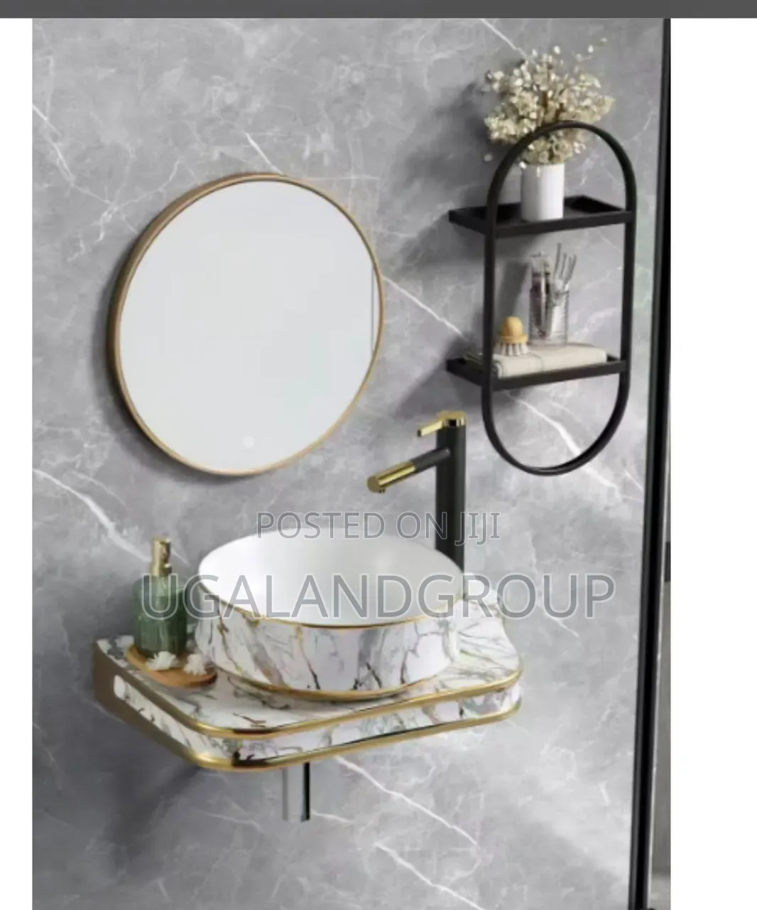 Round Countertop Ceramic Basin Set