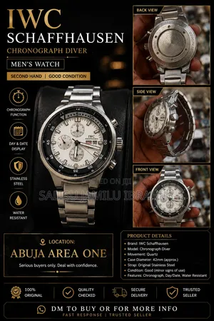 Luxury IWC Style Chronograph Men's Wristwatch – Stainless Steel