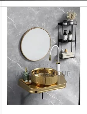 Modern Textured Gold Sink Shelf