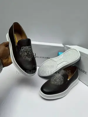 Men's Billionaires Leather Slip on Loafers With White Soles
