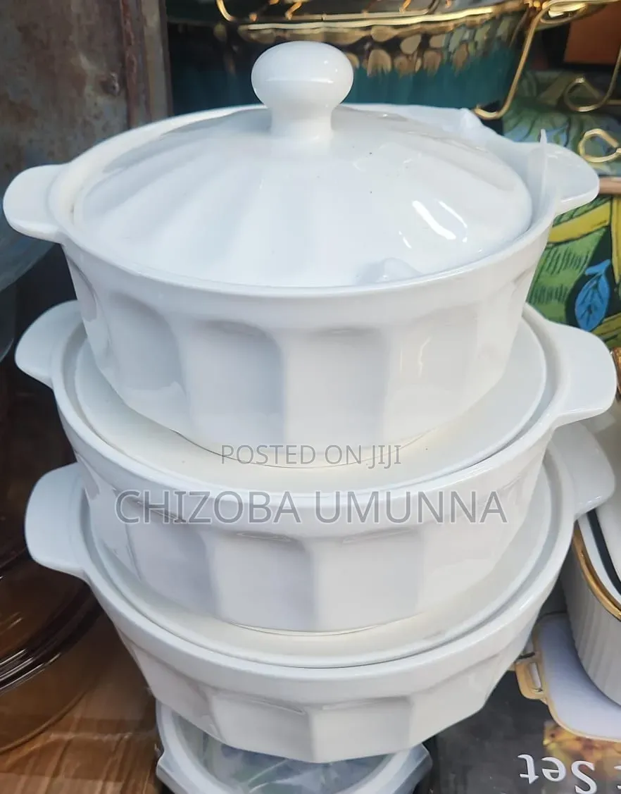 3 PCS White Round Dish