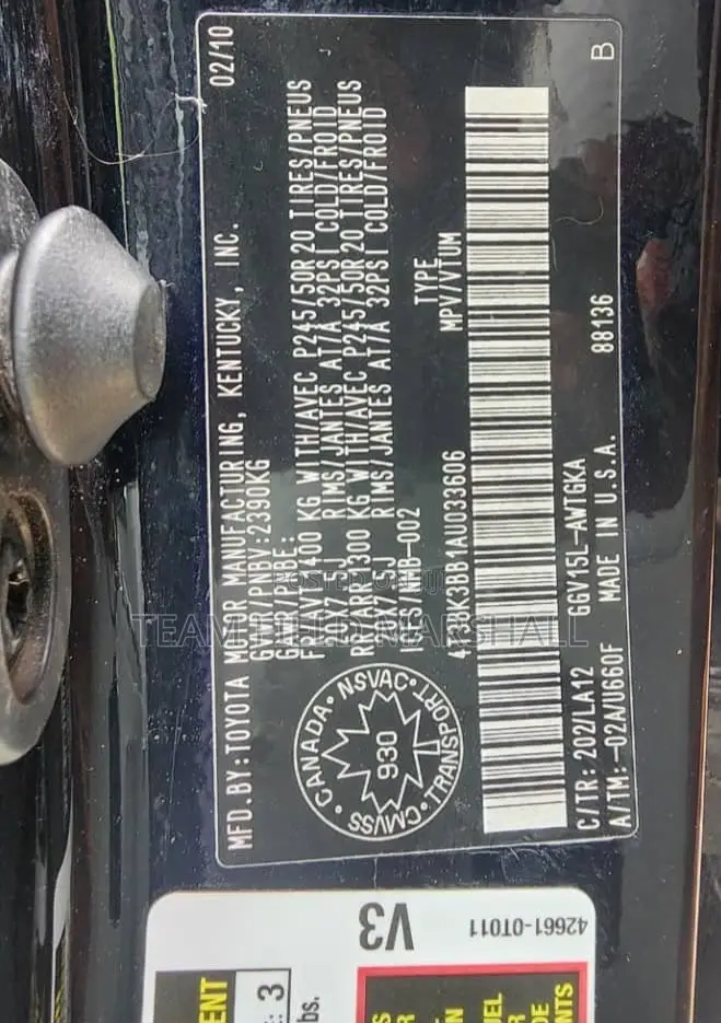 Toyota Venza Limited 2010 Black