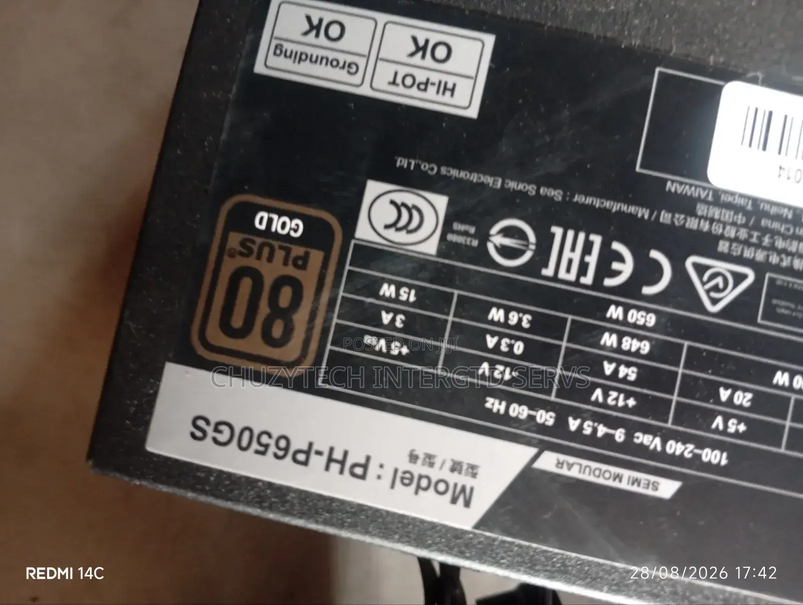 Phanteks 650wtts Psu 80 Plus Gold.