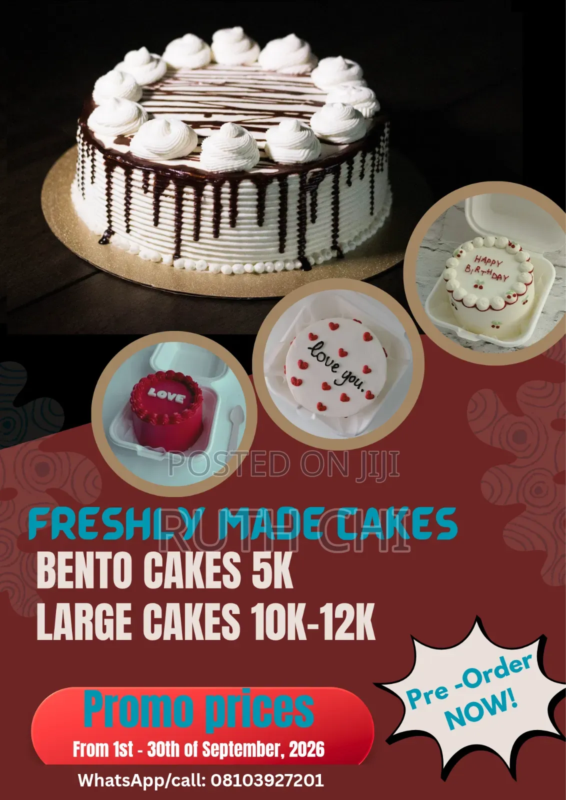 🎉 PROMO: Fresh Bento & Large Cakes | Custom Designs | Ibadan