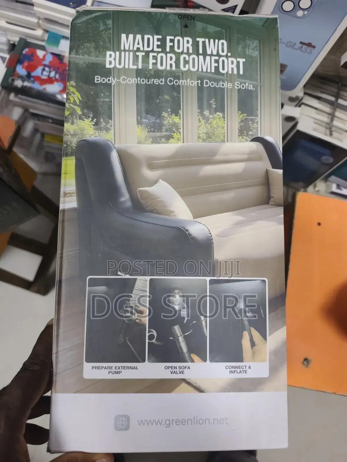Green Lion Double Seater Inflatable Sofa