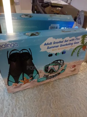 Snorkel Set Adults, 3 Piece Diving Set With Goggles, Snorkel, Flippers