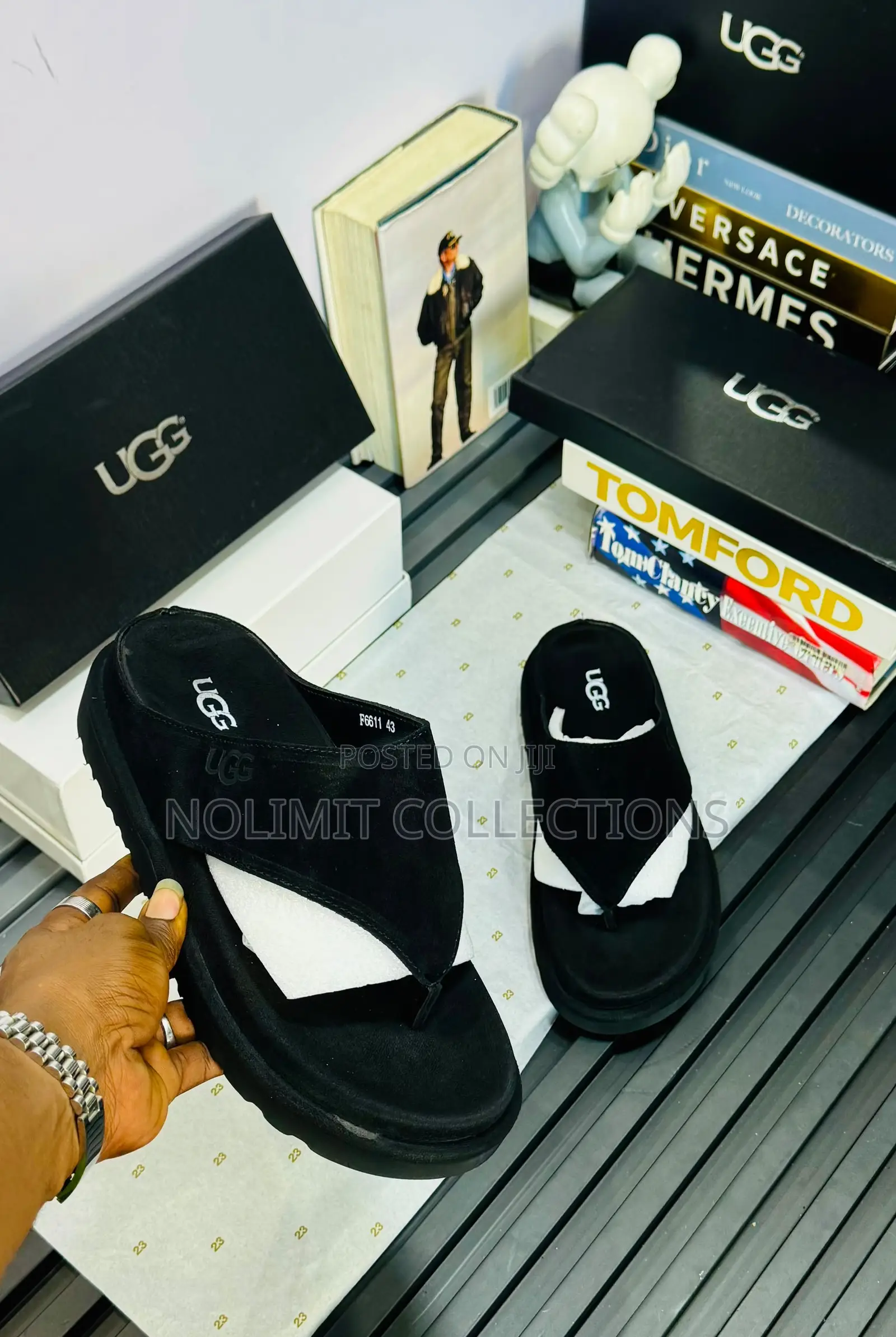 Suede UGG Platform Thong Slides With Thick Soles