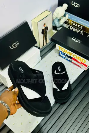 Suede UGG Platform Thong Slides With Thick Soles