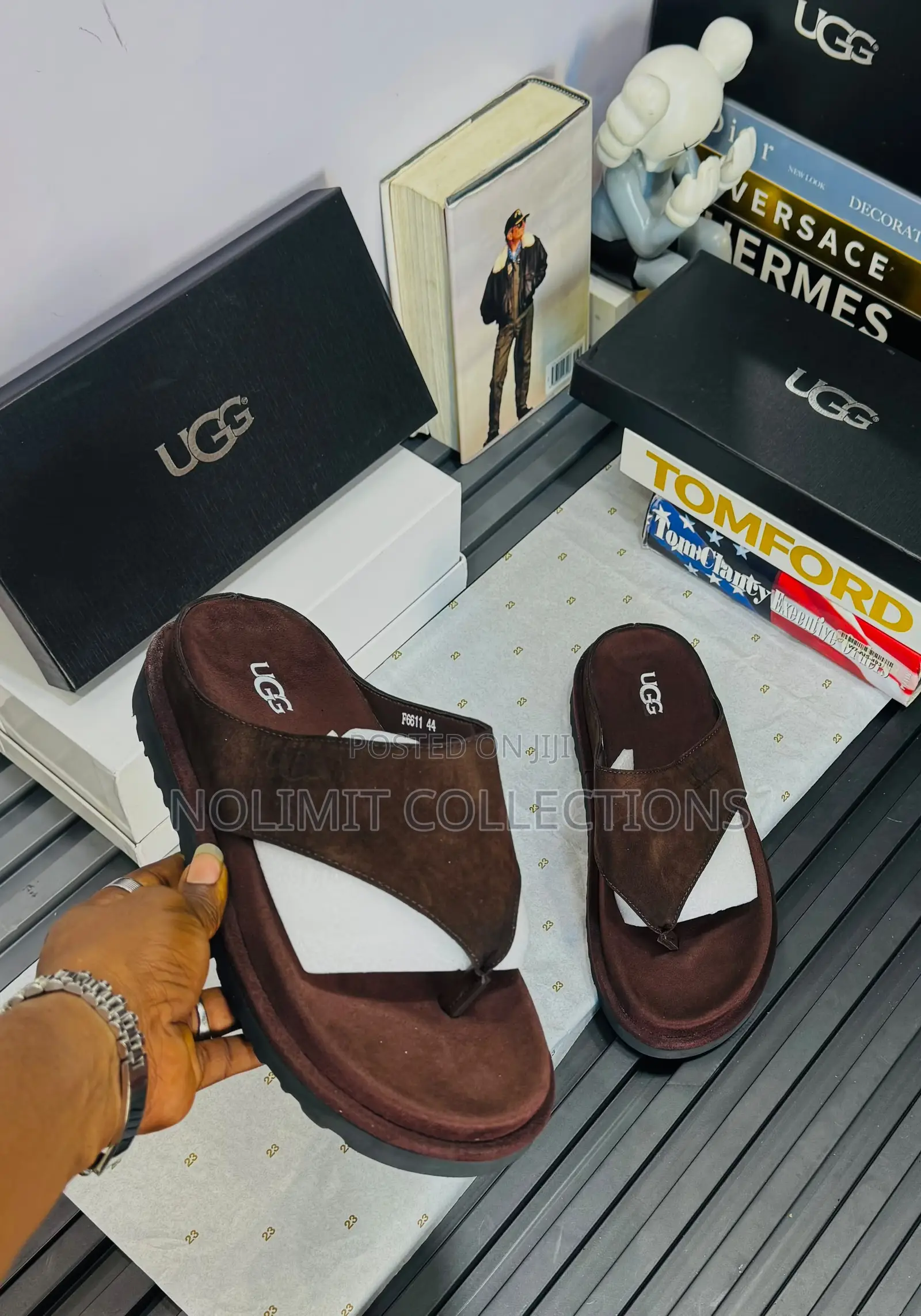 Suede UGG Platform Thong Slides With Thick Soles