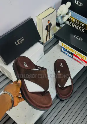Suede UGG Platform Thong Slides With Thick Soles
