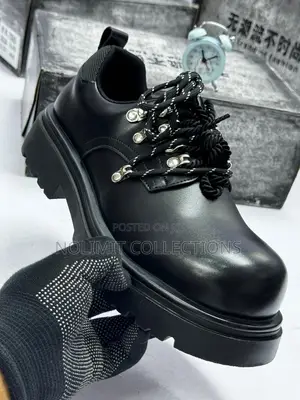 Black Chunky Platform Leather Derby Shoe