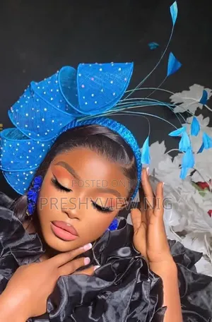 Beaded Blue Fascinator