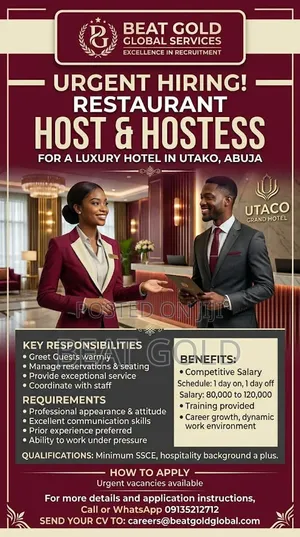 Restaurant Host/Hostess in a Hotel