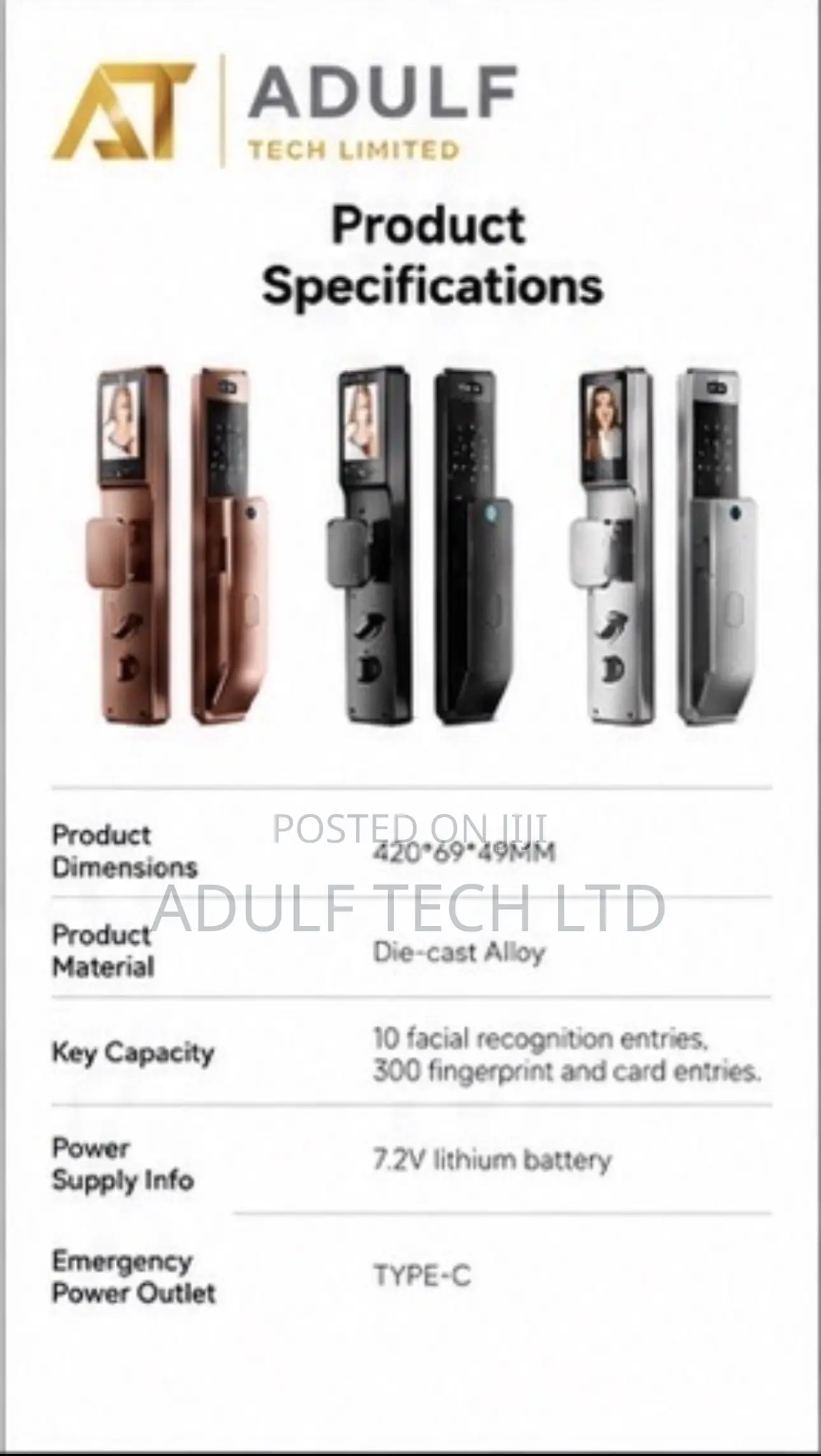 Premium AI Smart Door Lock Face Recognition | Fingerprint |