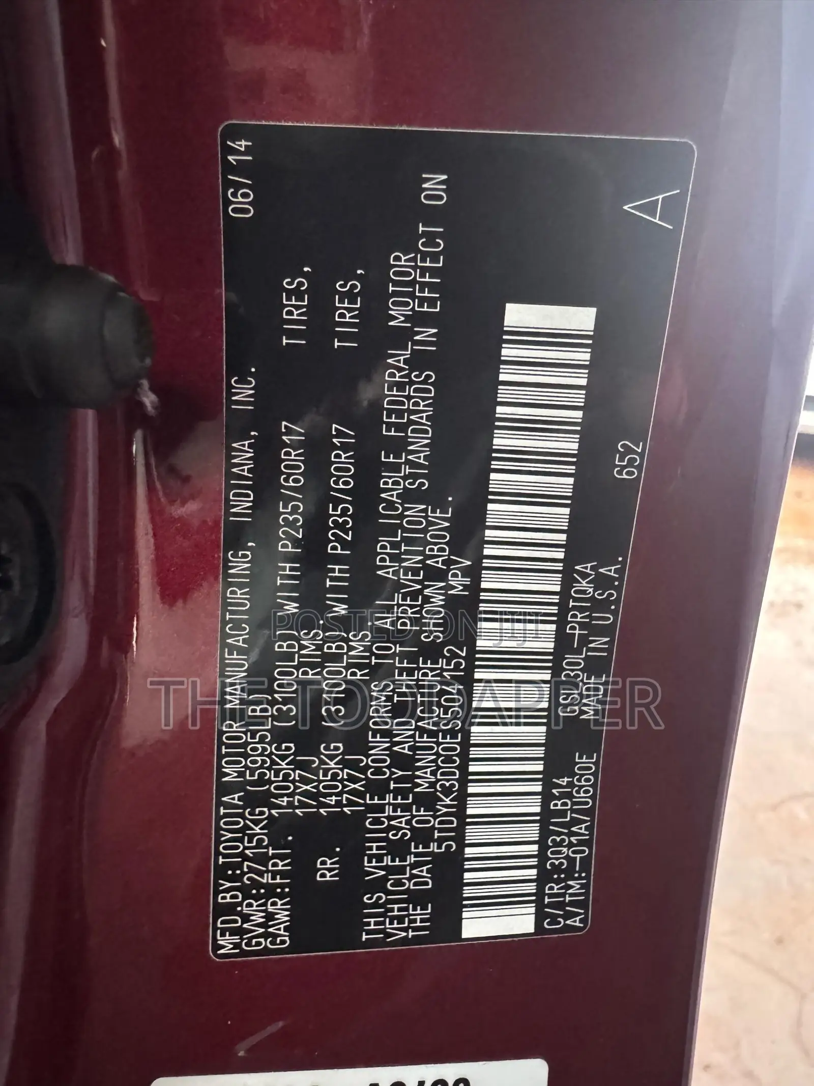 Toyota Sienna 2014 Red
