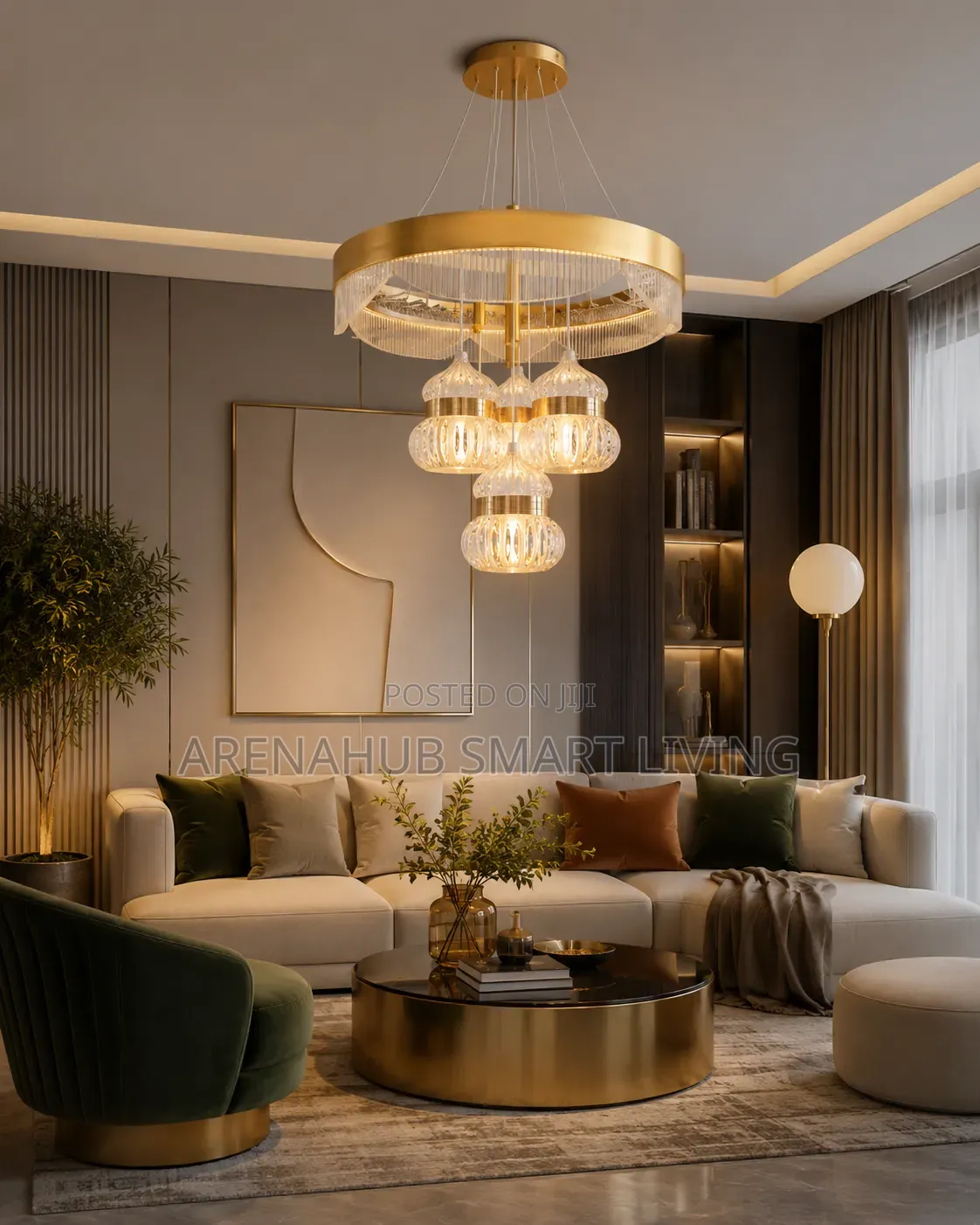 Full Copper Light Luxury Restaurant Spiral Long Chandelier Creative
