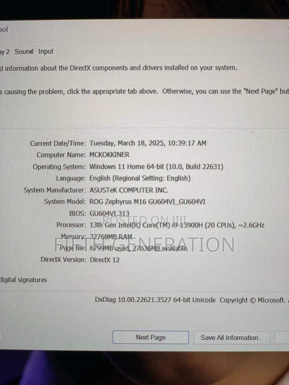 Laptop Asus ROG Zephyrus M16 32GB Intel Core i9 SSD 1T