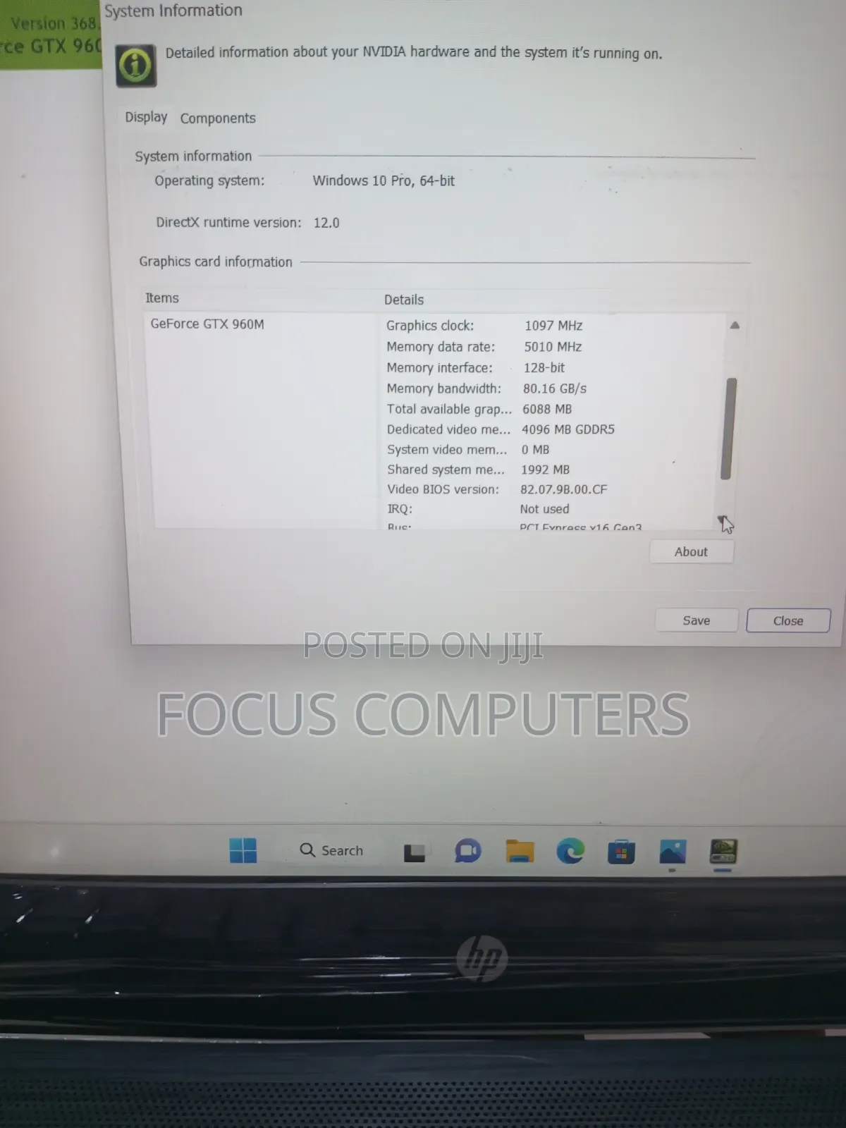Laptop HP Omen 15t 8GB Intel Core i7 SSD 256GB