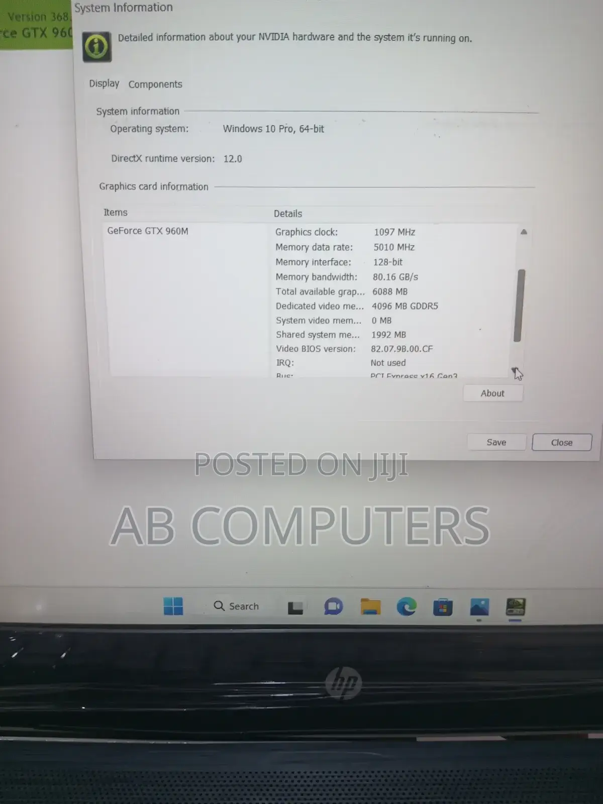 Laptop HP Omen 15t 8GB Intel Core i7 SSD 256GB