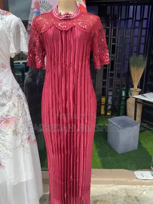 Maroon Colour Pleated Gown