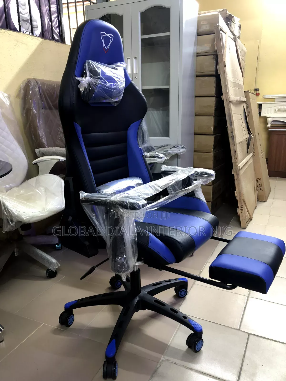 Modern Gaming Chair Blue and Black