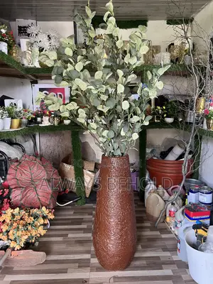 Luxury Textured Floor Vase With Elegant Eucalyptus Arrangement