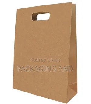 A4 Kraft Paper Bag, Die-Cut Handle – Plain Brown Grocery Shopping Bag