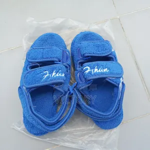 Blue Plush Adjustable Sandals