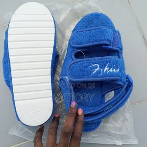 Blue Plush Adjustable Sandals