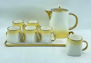 Luxury Ceramic 8pcs Tea Pot With Tea Cup and Tray