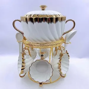 Luxury Gold and Ceramic Tea Pot and Tea Soup