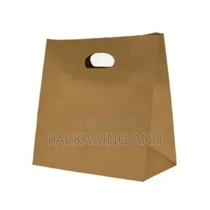 A4 Landscape Kraft Paper Bag - Die-Cut Handle, Grocery & Retail Bags