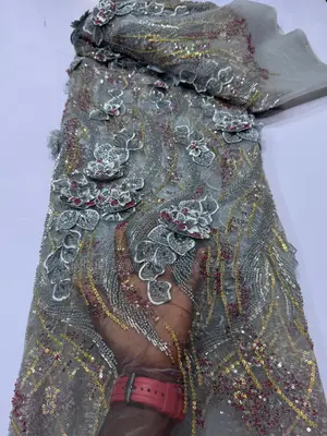 Luxury Beaded Lace With 3d Flower