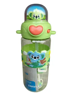 Zannuo Kids Water Bottle With 3D Toy Topper Straw With Rope Handle.