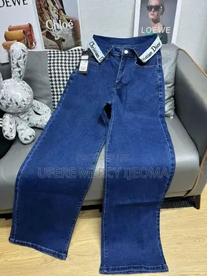 Folded-Waist Wide-Leg Jeans