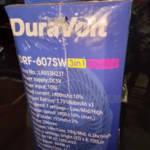12inch Dura Volt Rechargeable Solar Fan
