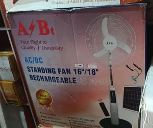 A&Bt AC/DC 16" Rechargeable Standing Fan (Featuring Built-in Solar