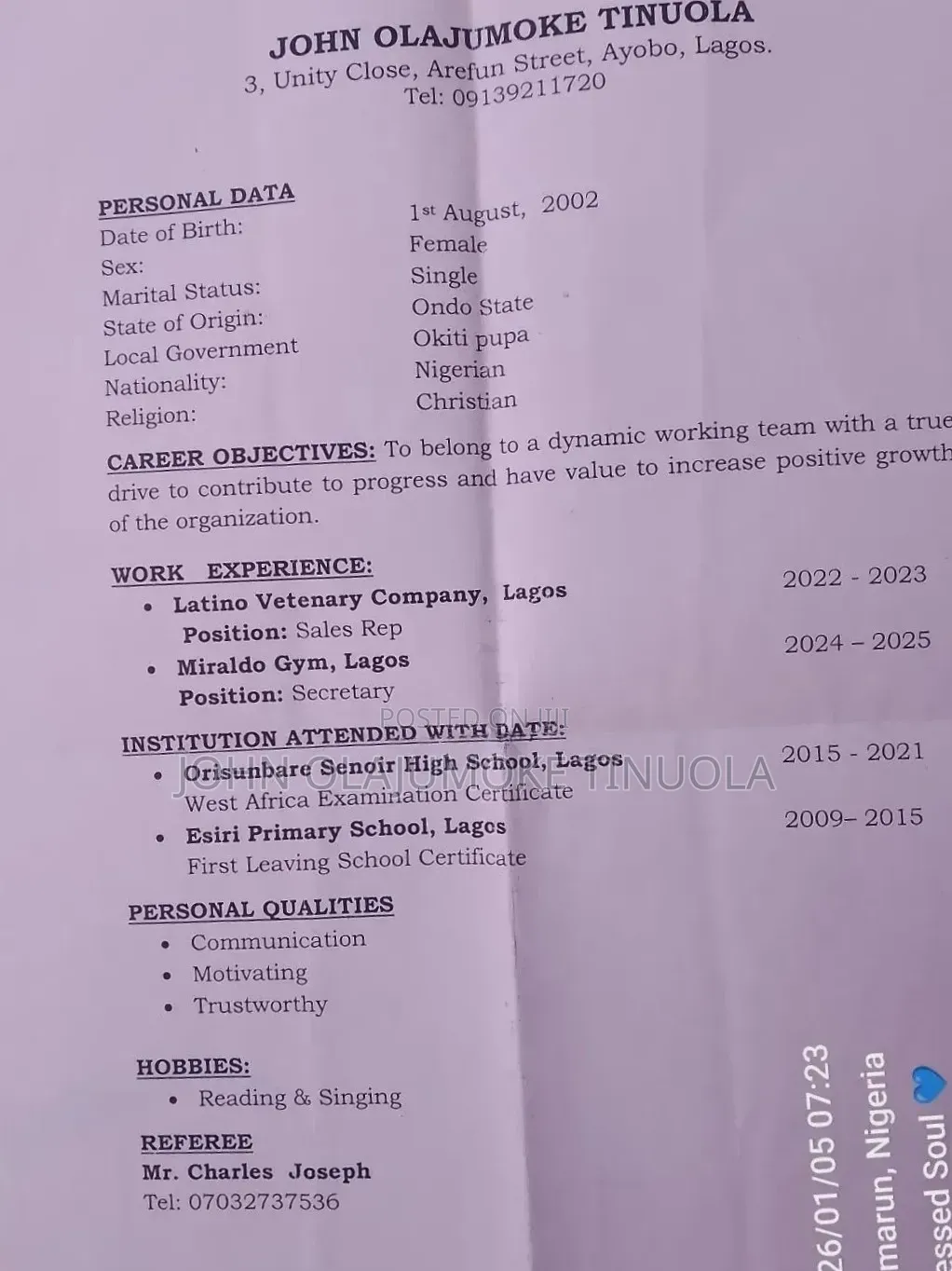 Sales Representative and Others