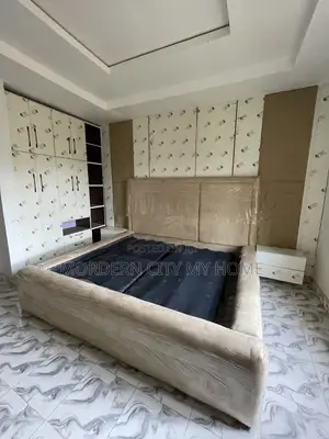Bed Frame With Wall Design and Two Bedside by Morderncity Furniture