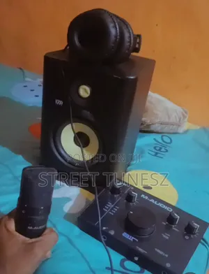 KRK Minitor,microphone,head Set and Audio Interface( M-Audio)