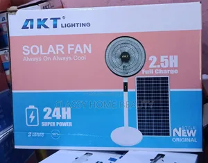 Brand New AKT Solar Rechargeable Standing Fan With Panel (24H Power)