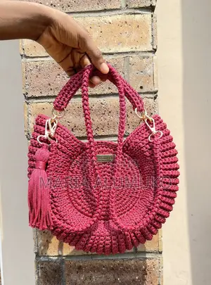 Luxury Handmade Burgundy Crochet Handbag for Women