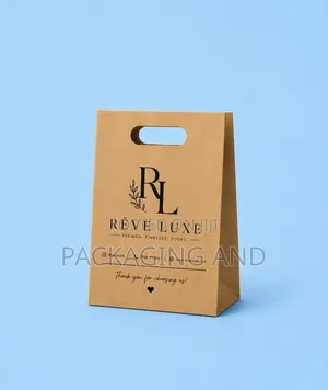 Printed A5 Kraft Paper Bag – Die Cut Handle for Candle & Soap Brands