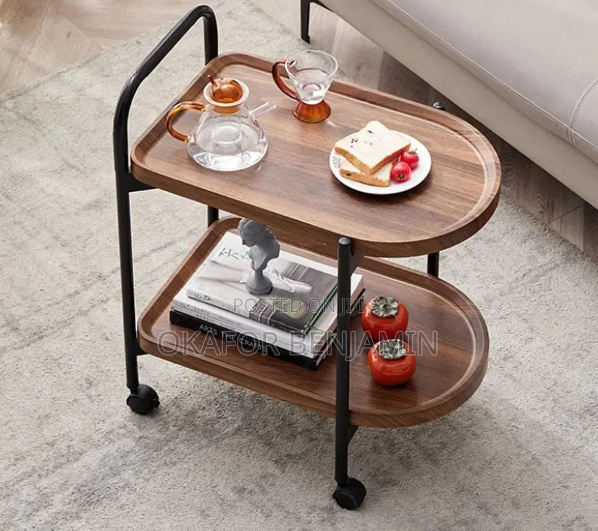 High Quality Moden Nordic 2tier Solid Wood Trolley