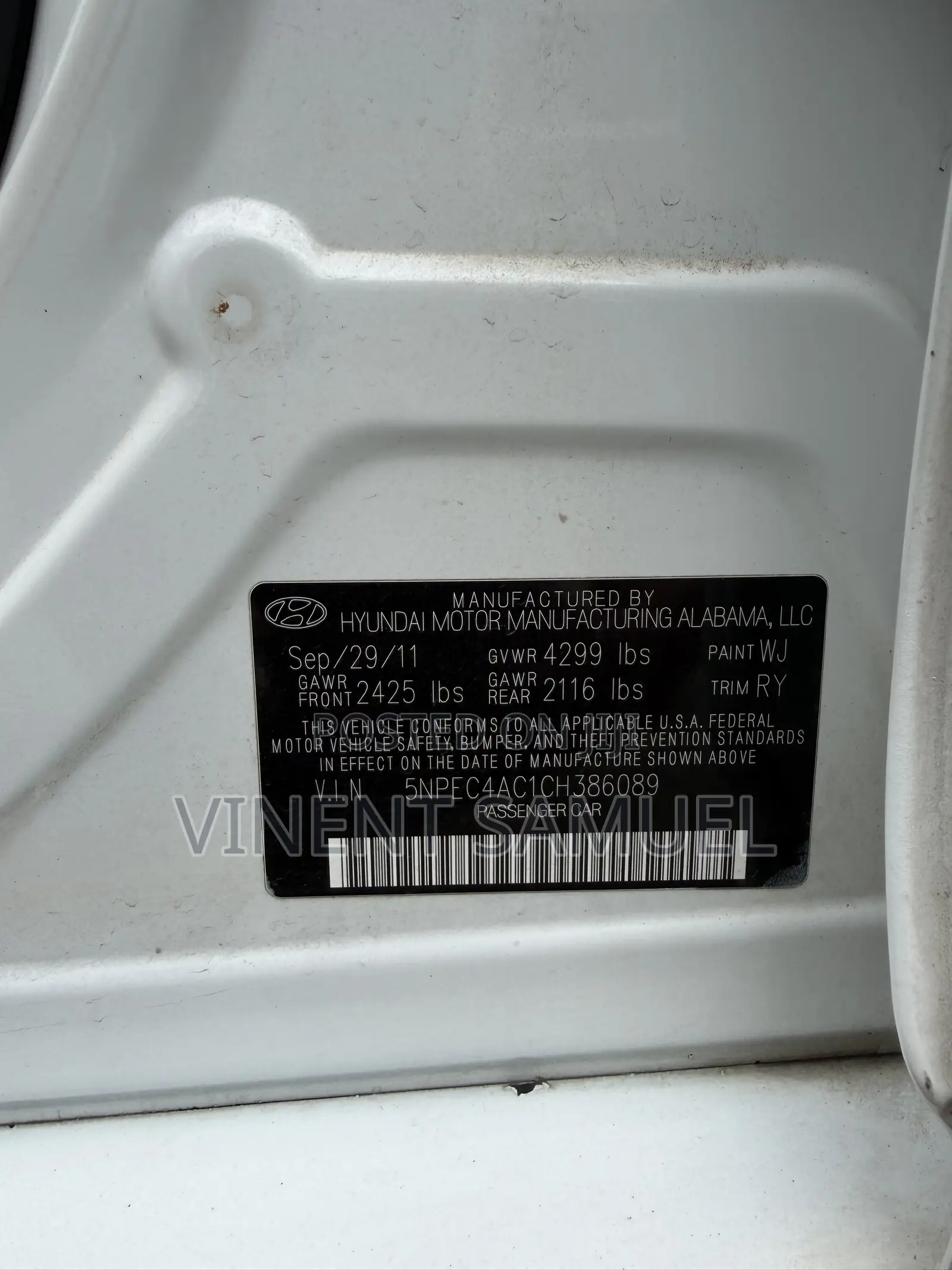 Hyundai Sonata 2012 White